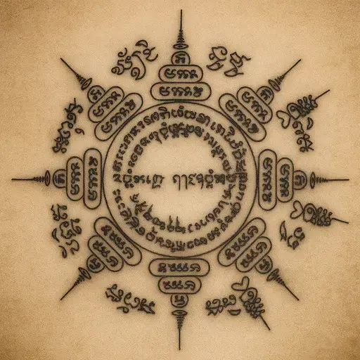 Paed Tidt eight-directions yantra emblem