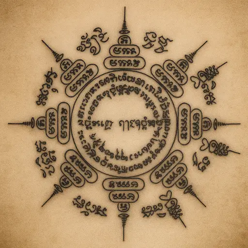 Paed Tidt eight-directions yantra emblem